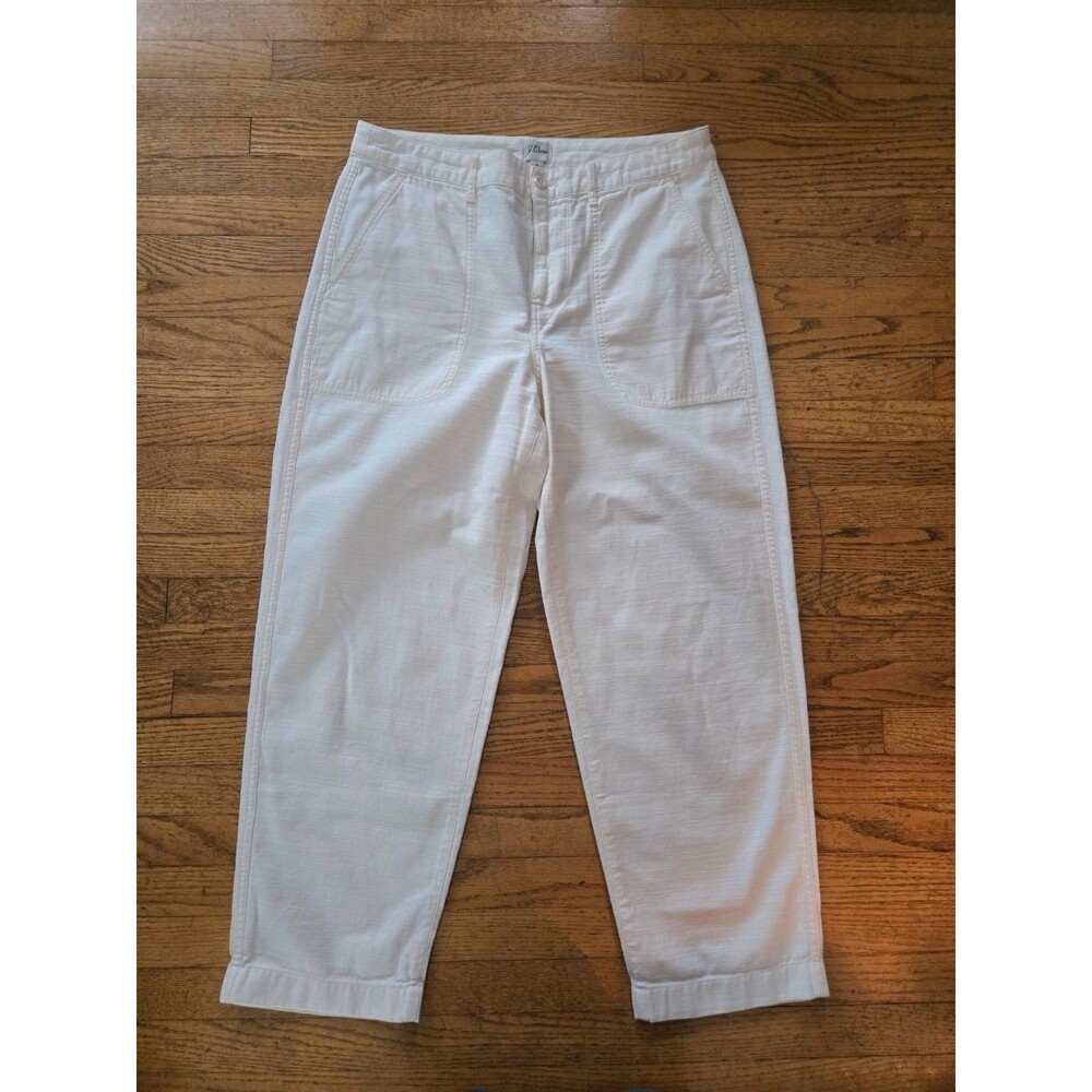 J.Crew Womens Chino Pants Cotton Twill Ivory Straight Leg Size 12 Preppy